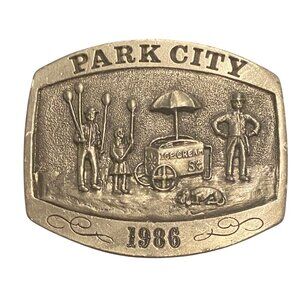 Vintage 1986 Park City Michael Ricker Belt Buckle Ice Cream Cart Limited Edition